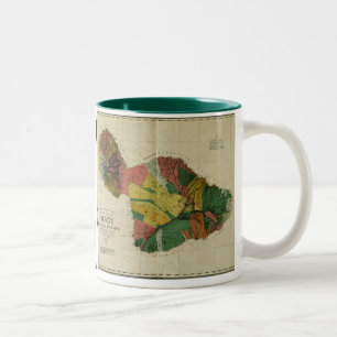 Maui, 1885, Vintage Hawaii-Karte Zweifarbige Tasse