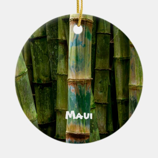 Maui Bamboo und gemalte Bäume Keramik Ornament (Vorne)