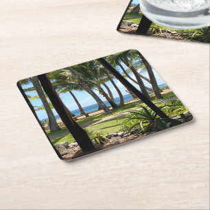 Maui Beach Hawaii Palm Trees Rechteckiger Pappuntersetzer