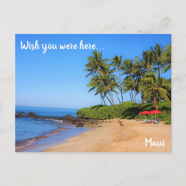 Maui Beach Umbrella Wish Sie waren hier Postkarte (Vorderseite)