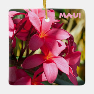 Maui, Blume Plumeria in Rosa und Weiß Keramikornament