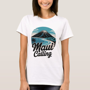 Maui Calling - Retro Hawaiian Sunset Beach T - Shi T-Shirt