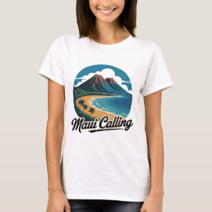 Maui Calling - Retro Hawaiian Sunset Beach T - Shi T-Shirt