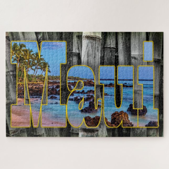 Maui Graphics auf Bamboo Hintergrund Puzzle (Horizontal)