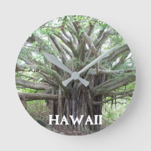 Maui Hawaii Bayan Tree Clock Runde Wanduhr