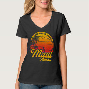 Maui Hawaii Beach Palm Tree Sommerurlaub Surfin T-Shirt