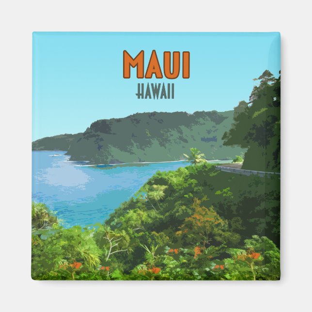 Maui Hawaii Coast Hana Road Vintag Magnet (Vorne)