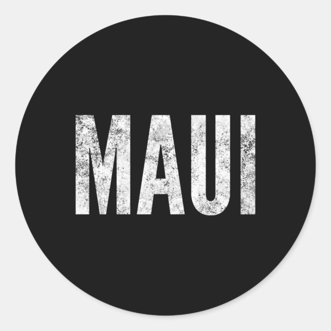 Maui Hawaii Distressed-Style Runder Aufkleber (Vorderseite)