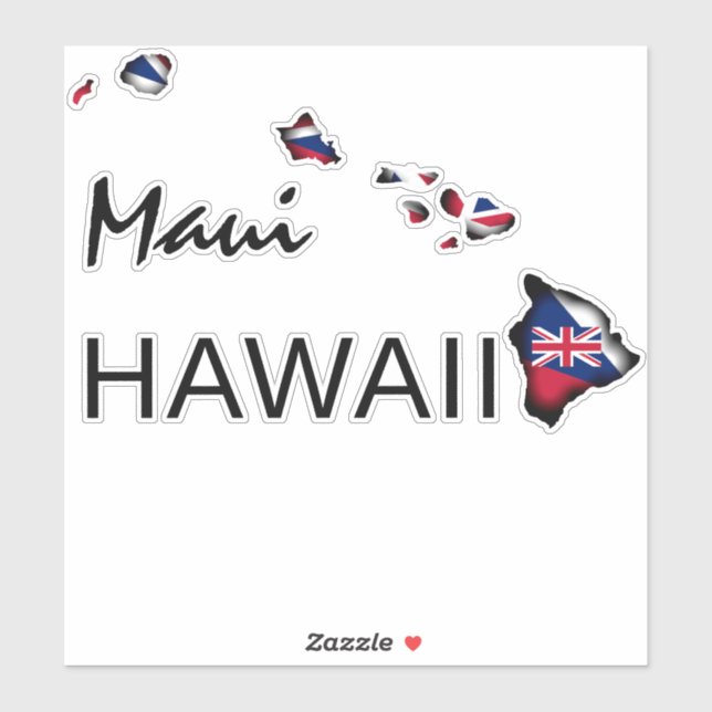 MAUI - HAWAII ISLANDS HI Flag BLK Aufkleber (Blatt)