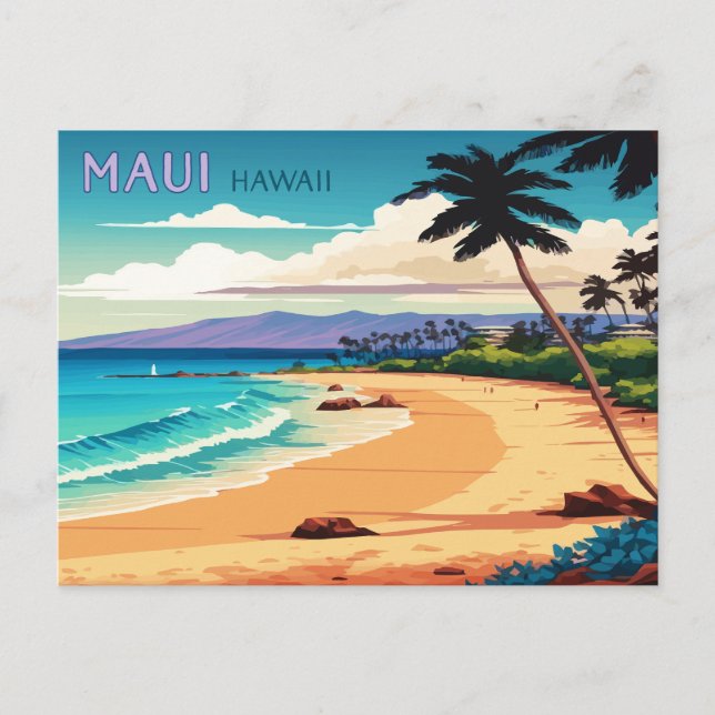 Maui Hawaii Kaanapali Beach Vintag Retro Postkarte (Vorderseite)