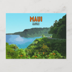Maui Hawaii Küste Hana Straße Vintage Postkarte