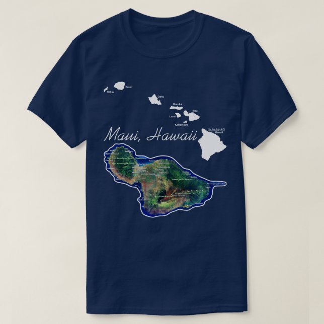 Maui Hawaii mit hawaiianischen Inseln T-Shirt (Design vorne)