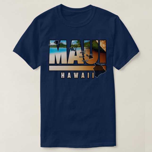 Maui Hawaii mit hawaiianischen Inseln T-Shirt (Design vorne)