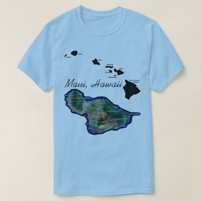 Maui Hawaii mit hawaiianischen Inseln T-Shirt (Design vorne)