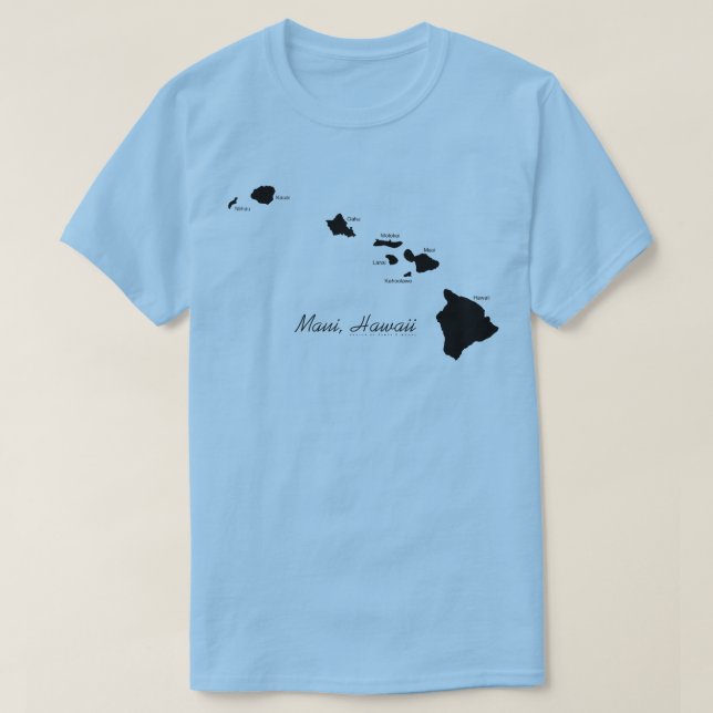 Maui Hawaii mit hawaiianischen Inseln T-Shirt (Design vorne)