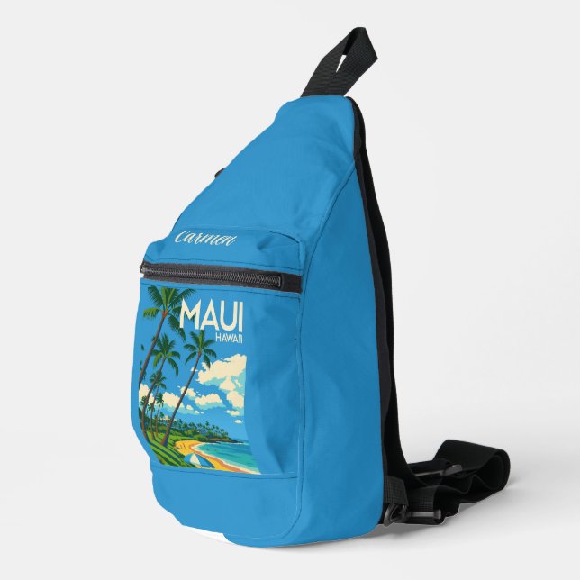 Maui Hawaii Palm Trees Beach Crossbody Bag (Rechte Ecke)