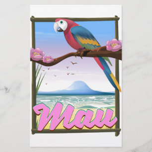Maui Hawaii Papagei tropisches Reiseplakat Briefpapier