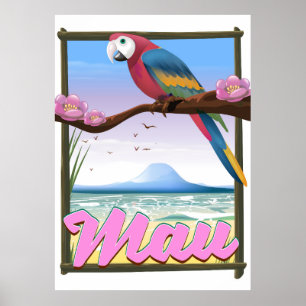 Maui Hawaii-Papagei-tropisches Reiseplakat Poster
