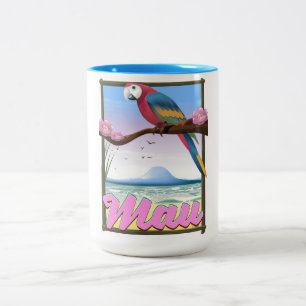 Maui Hawaii-Papagei-tropisches Reiseplakat Zweifarbige Tasse