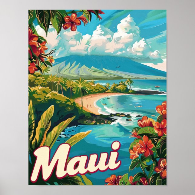 Maui Hawaii Reiseposter Art Print Poster (Vorne)