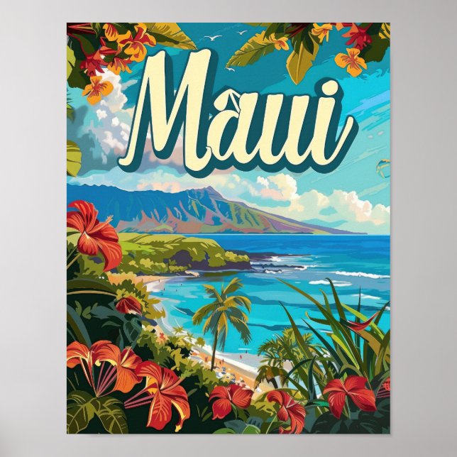 Maui Hawaii Reiseposter Art Print Poster (Vorne)