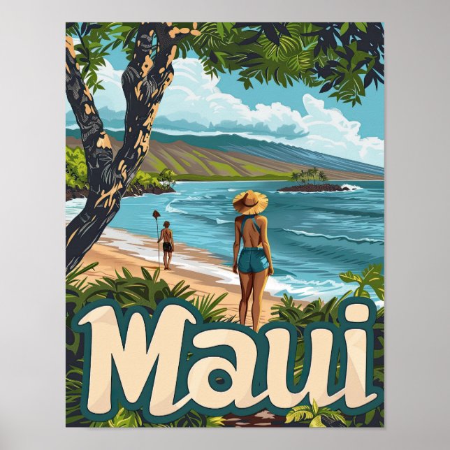 Maui Hawaii Reiseposter Art Print Poster (Vorne)