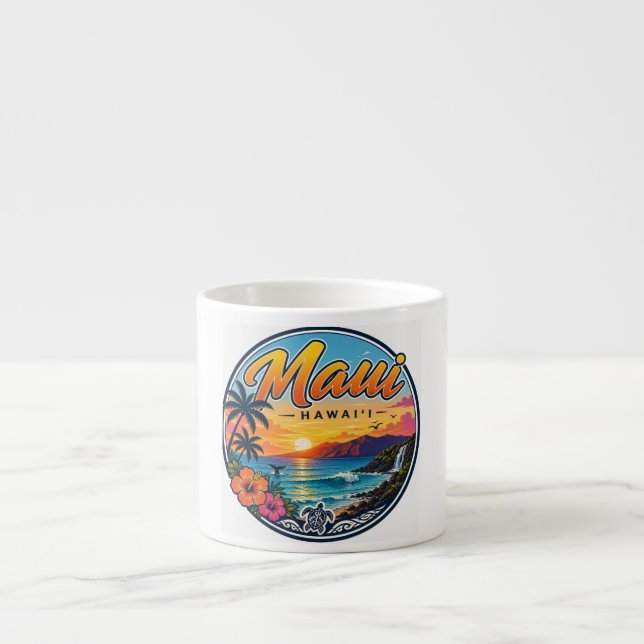 Maui Hawaii Retro-Reise-Logo  Espressotasse (Vorderseite)