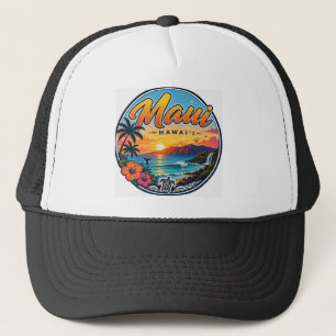 Maui Hawaii Retro-Reise-Logo Truckerkappe