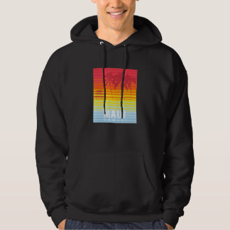 Maui Hawaii Retro Sunset Palm Trees Hoodie