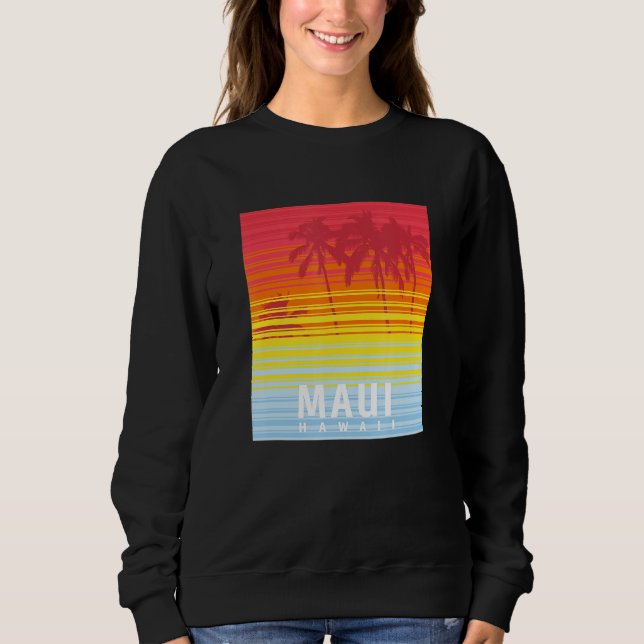 Maui Hawaii Retro Sunset Palm Trees Sweatshirt (Vorderseite)