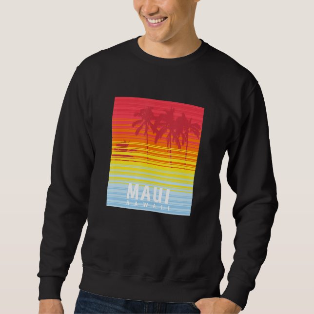 Maui Hawaii Retro Sunset Palm Trees Sweatshirt (Vorderseite)