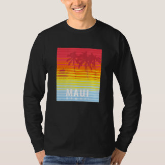 Maui Hawaii Retro Sunset Palm Trees T-Shirt