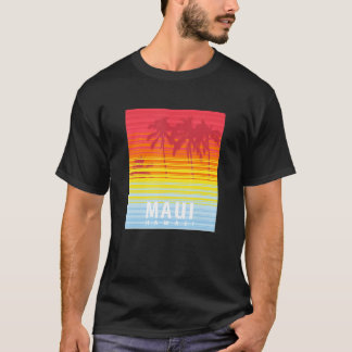 Maui Hawaii Retro Sunset Palm Trees T-Shirt