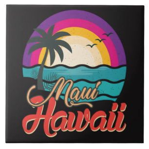 Maui Hawaii Sonnenuntergang Strand Wellen Fliese