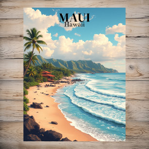 Maui Hawaii Strand Vintage Reise Postkarte