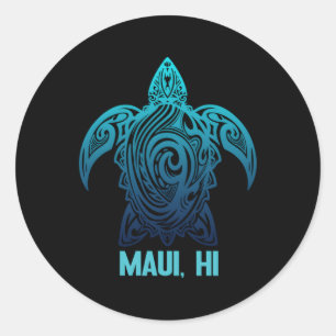 Maui Hawaii Tribal Sea Turtle Hawaiian Surfer Scub Runder Aufkleber