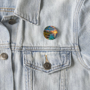 Maui Hawaii Tropische Küstenlinie Reiseposter Button