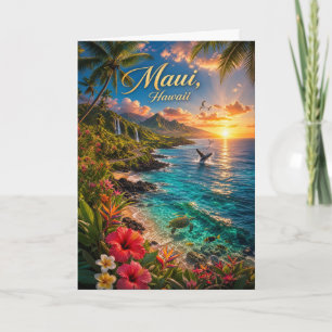 Maui Hawaii Tropische Küstenlinie Reiseposter Karte
