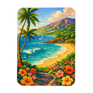Maui Hawaii Tropische Küstenlinie Retro-Reise Magnet