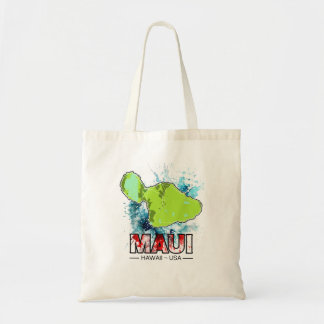 Maui Hawaii USA Map with Ocean Water Splash Tragetasche