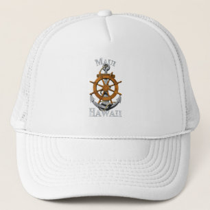 Maui Hawaii Vacation Nautical Anchor Helm Segeln Truckerkappe
