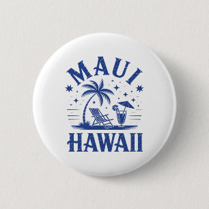 Maui Hawaii Vintage Surfstrand Surfen 70er Retro  Button