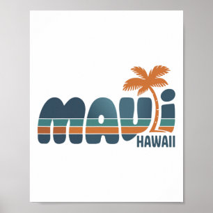 Maui Hawaii Vintage-Surfstrand Surfen 70er Retro  Poster