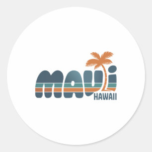 Maui Hawaii Vintage-Surfstrand Surfen 70er Retro Runder Aufkleber