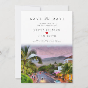 Maui Hawaii Watercolor Save the Date Wedding Einladung