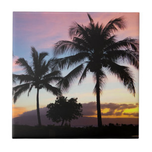 Maui Hawaiian Sunset Palm Tree Fliese