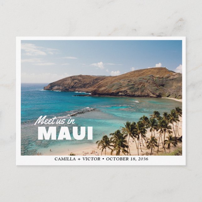 Maui-Hochzeits-QR-Code-Strand Save-the-Date-Postka Postkarte (Vorderseite)