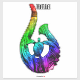 Maui Honu Tribal Hook Neon Rainbow Aufkleber