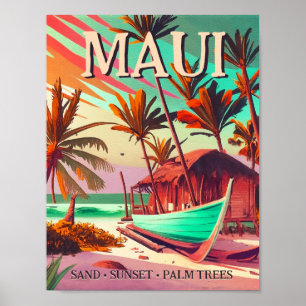 Maui Insel Hawaii tropische Sonnenuntergang Palme  Poster