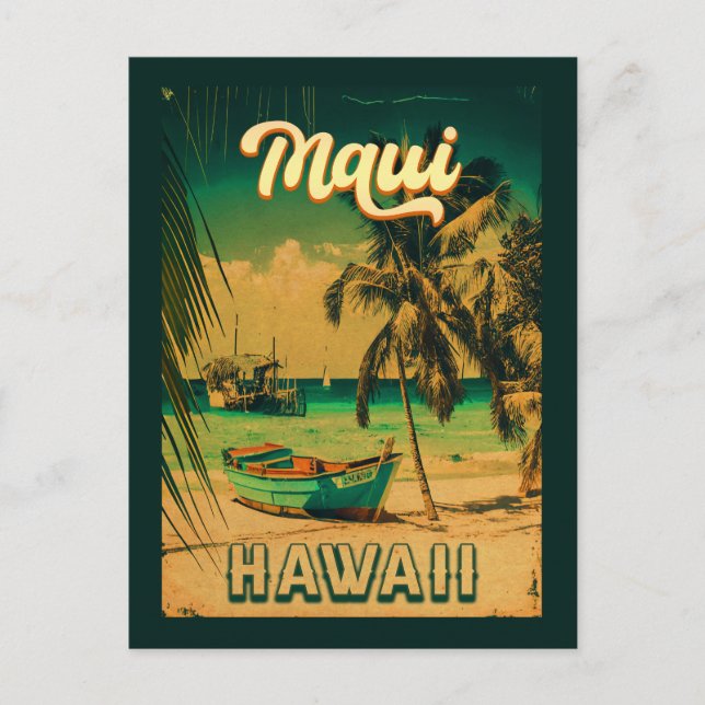 Maui Island Hawaii Retro Palmen 60er Souvenirs Postkarte (Vorderseite)